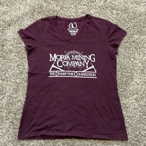 COPY - Womens Mines of Moria punny LOTR  v neck t shirt L dark purple